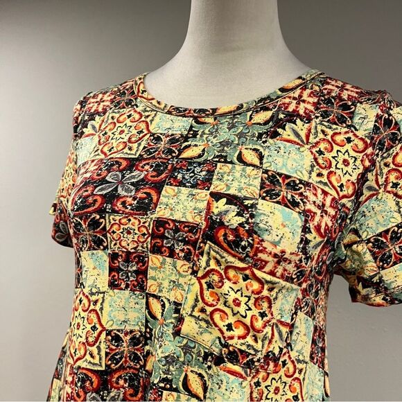LuLaRoe Carly Floral paisley Patterned short sleeve a-line Dress size XXS - Picture 2 of 12